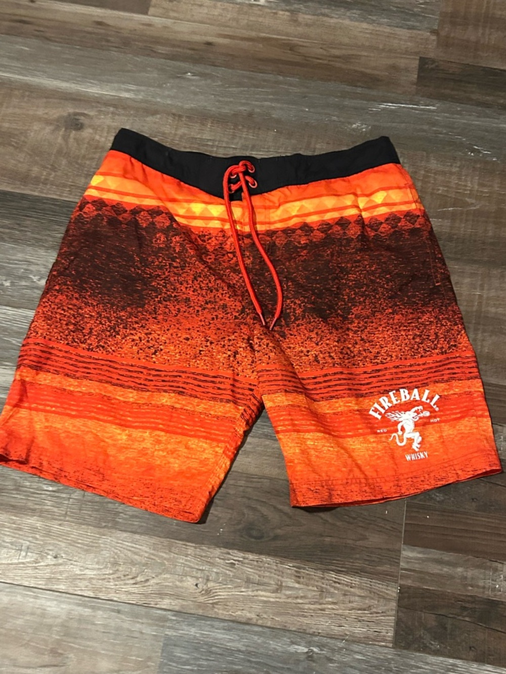 Fireball Whisky Logo Orange Swim Trunks XL like new Sk0105970